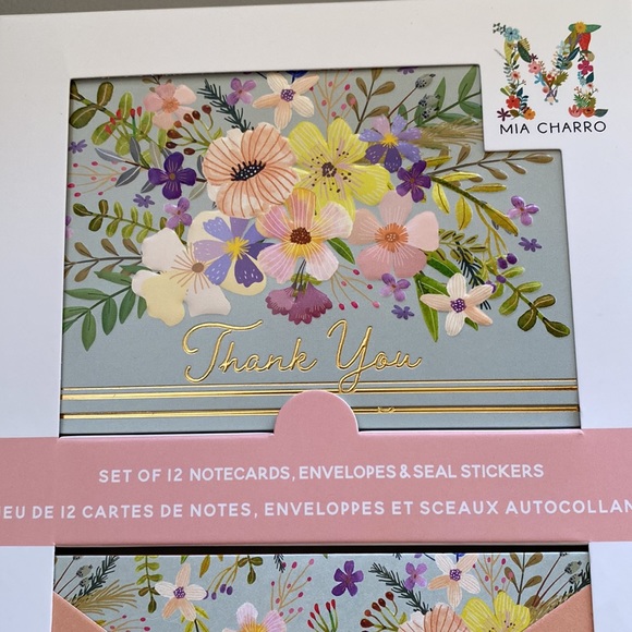 New boutique set of 12 blank Thank you cards with envelopes and seal stickers . - Picture 2 of 3